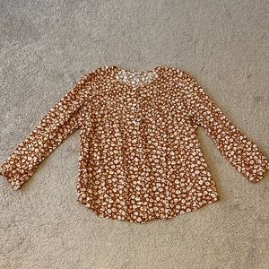 Burnt Orange & White Blouse
